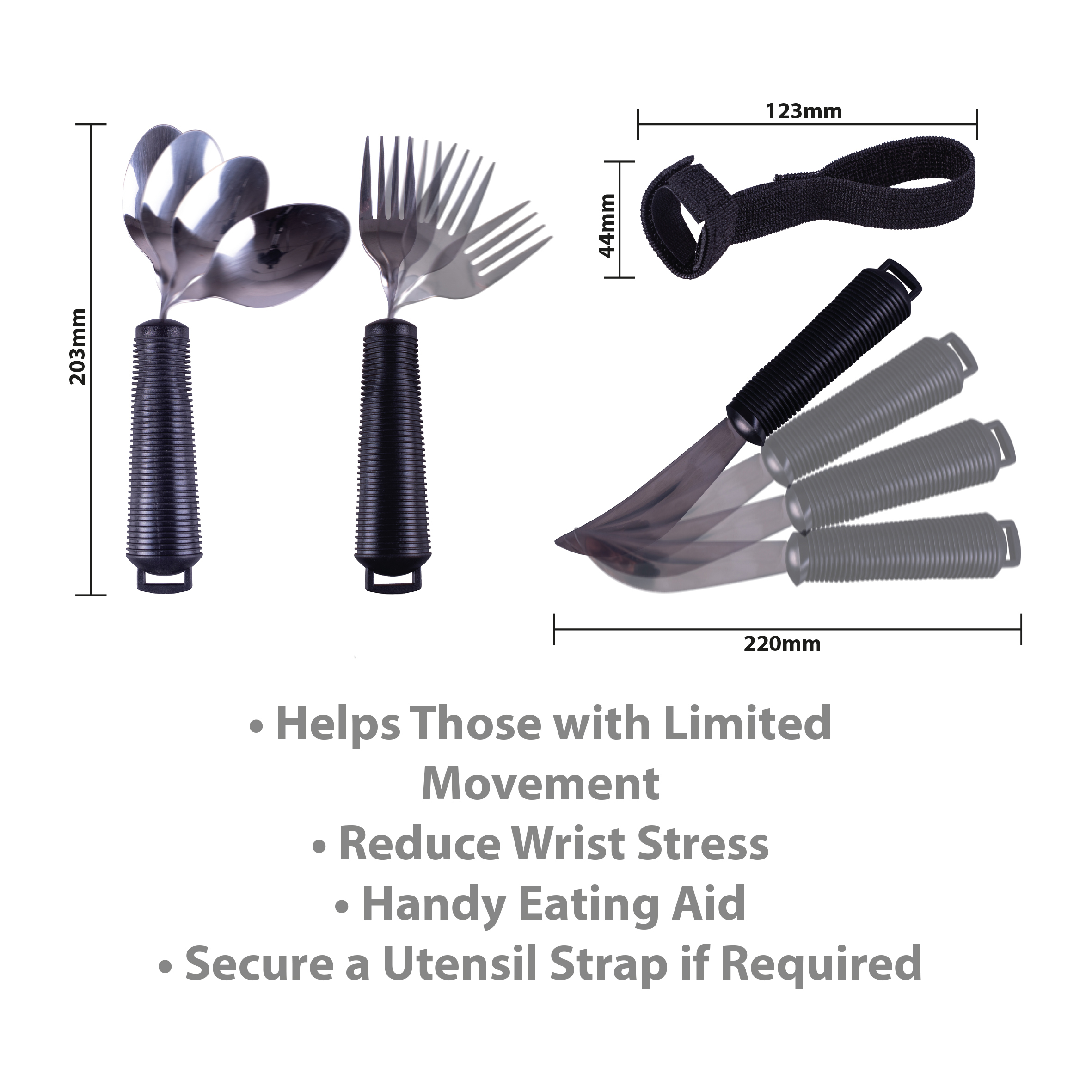 Aidapt Bestek buigbaar - Easy grip - Zwart/Zilver