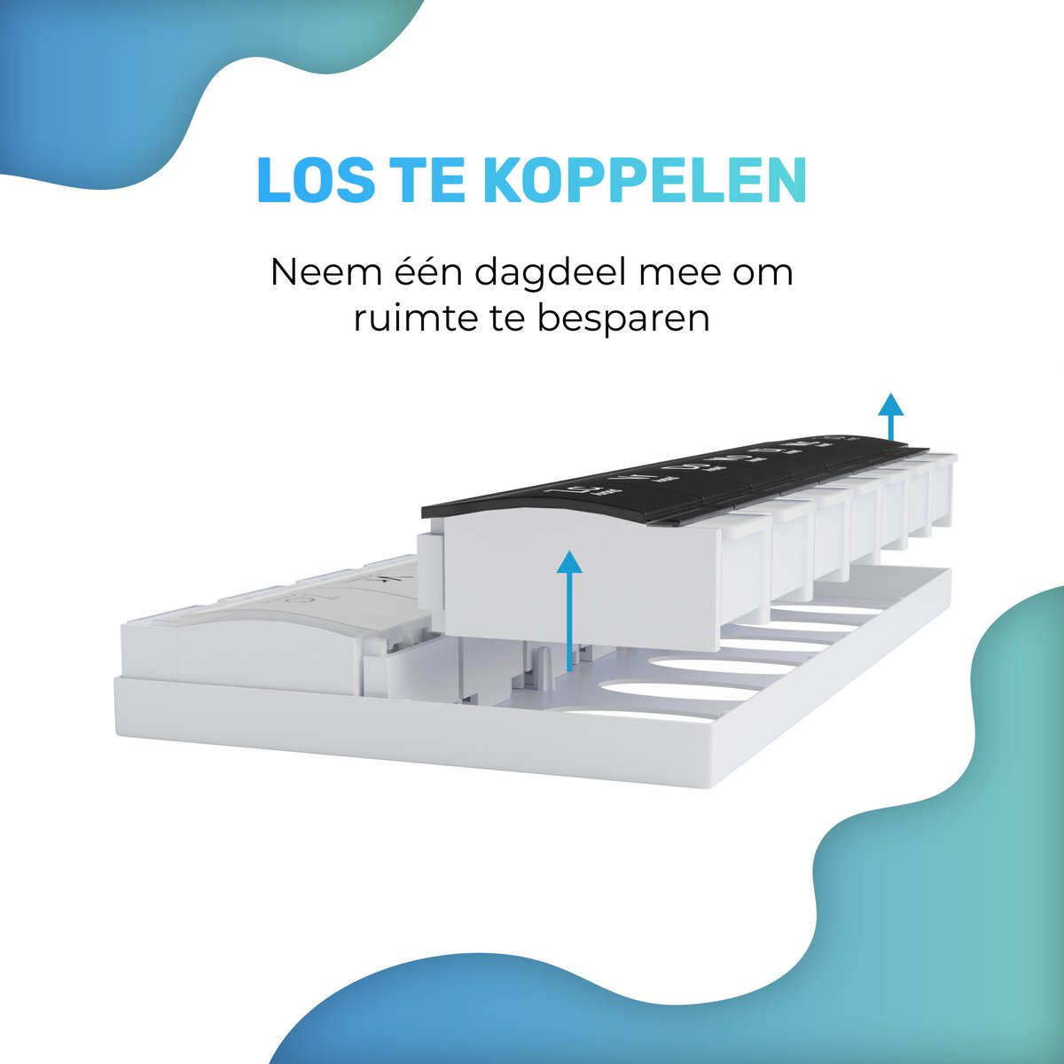 GEASY Pillendoos 7 dagen 2 Vakken - Pillendoosje met handig kliksysteem - Sterke vergrendeling - Nederlandstalig - Zwart/Wit - Medicijndoosje 7 dagen – Pillendoosjes 7 dagen 2 vakken