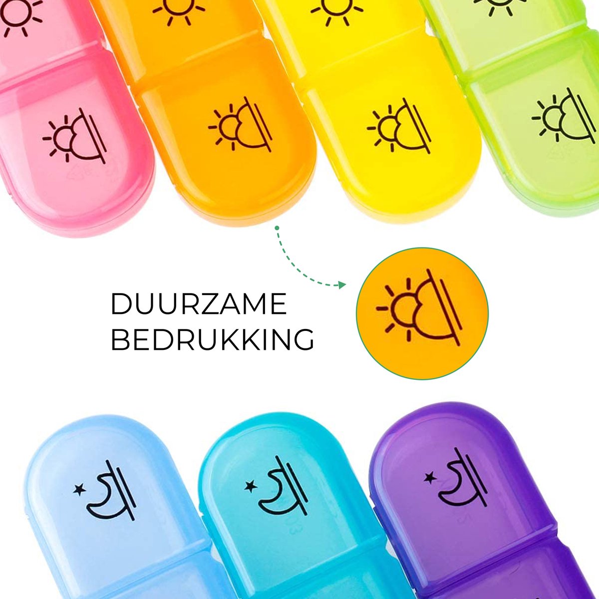GEASY Pillendoos 7 Dagen 3 Vakken - Stevige Sluiting - Nederlandstalig - Zwarte Opbergdoos met gekleurde dagdoosjes voor overzicht - Medicijndoosje 7 dagen – Pillendoosjes 7 dagen 3 vakken – Pillendoosje