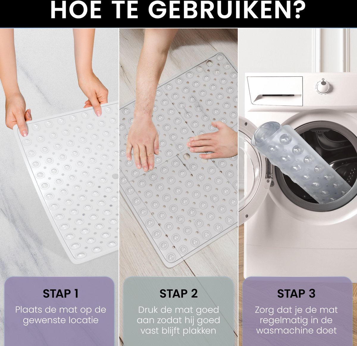 GEASY Badmat Antislip - Douchemat Antislip voor in de douche - Badmat 50x50 CM - Transparant - Douchemat Antislip voor douche - Antislipmat Douche met zuignappen