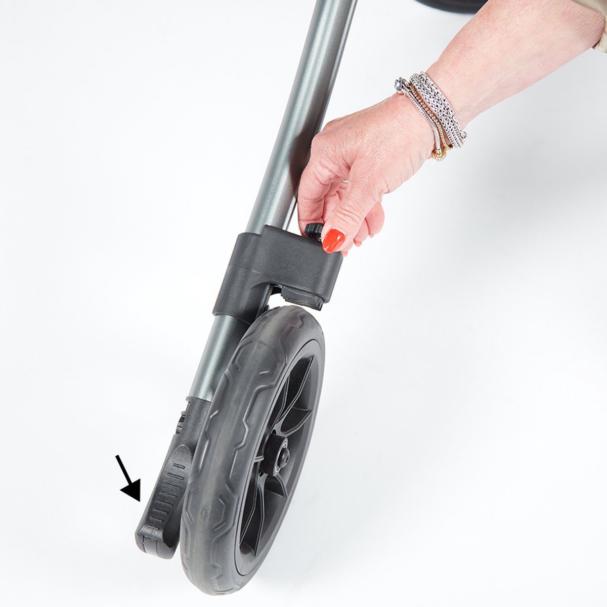 VITILITY Rollator - Charcoal Zwart - Rollator - Lichtgewicht - Dubbel opvouwbaar - Rugsteun - Wandelstokhouder
