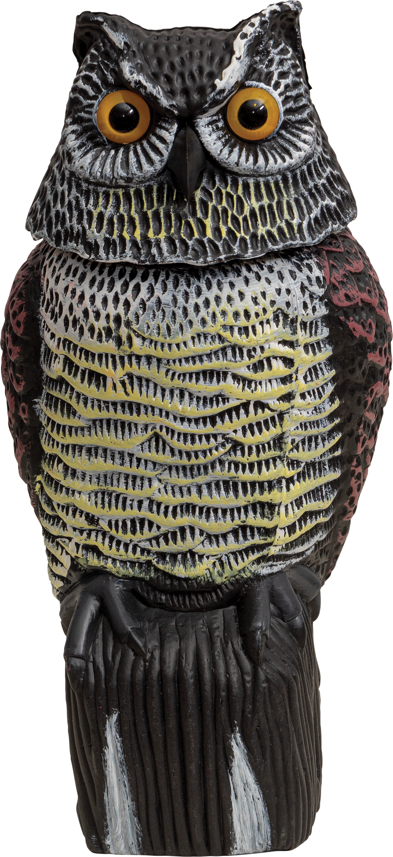 Aidapt Vogelverschrikker - Levensgrote uil met roterende kop - Rood, wit, zwart, grijs
