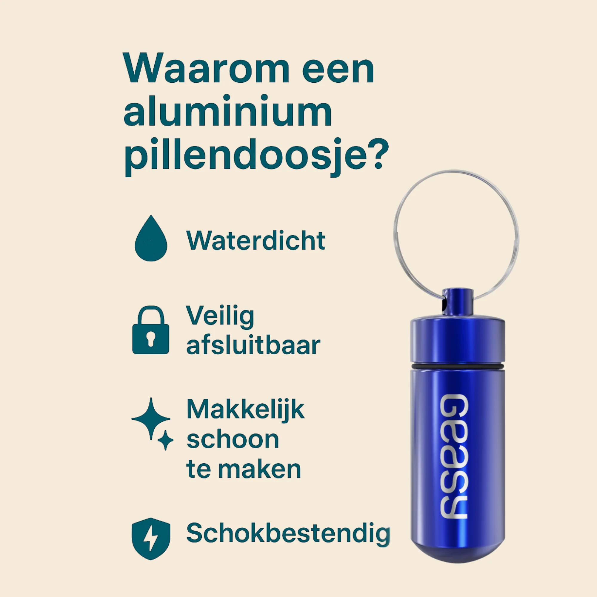 GEASY Pillendoosje Sleutelhanger, blauw