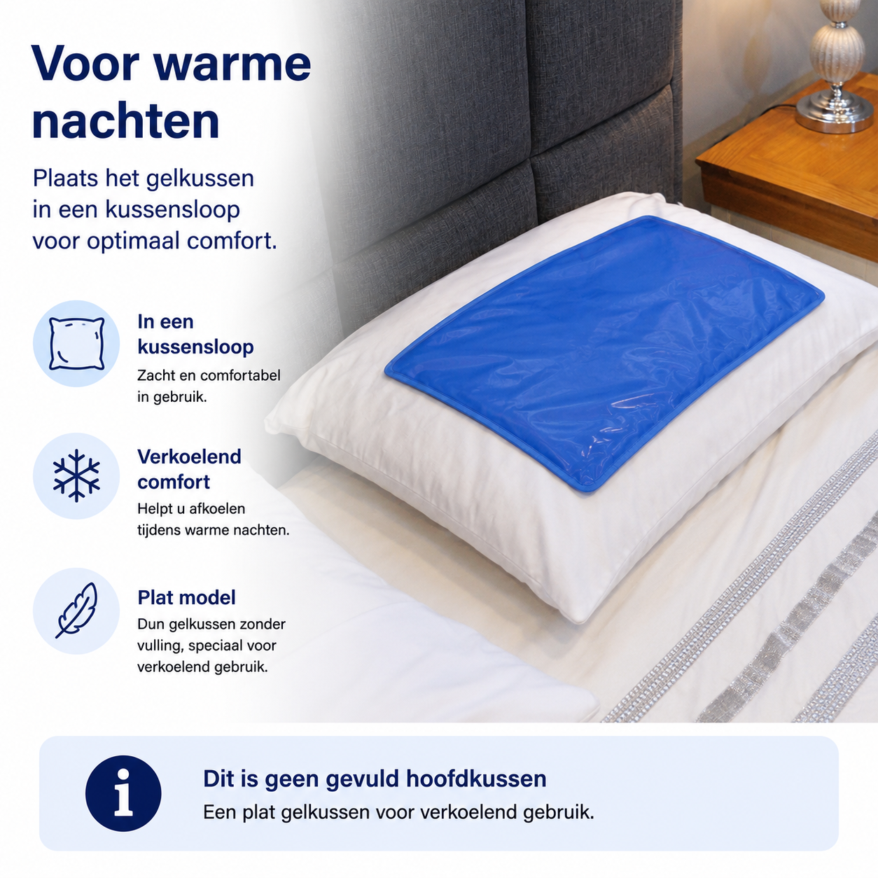 Aidapt Gelmat voor kussen - Werkt verkoelend 51x33,5cm - Blauw