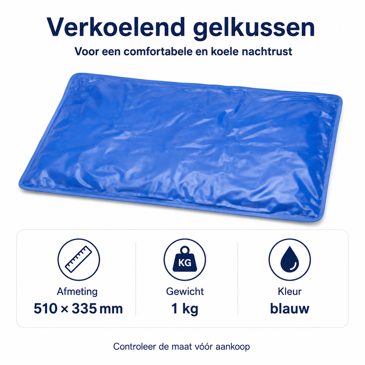 Aidapt Gelmat voor kussen - Werkt verkoelend 51x33,5cm - Blauw