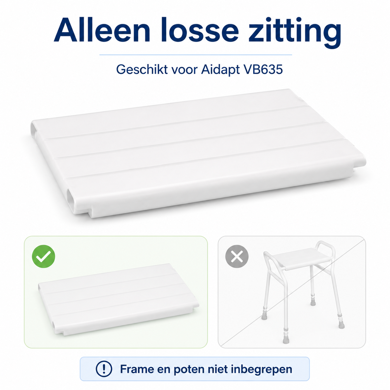Aidapt Losse zitting kunststof - Vb635 - Wit