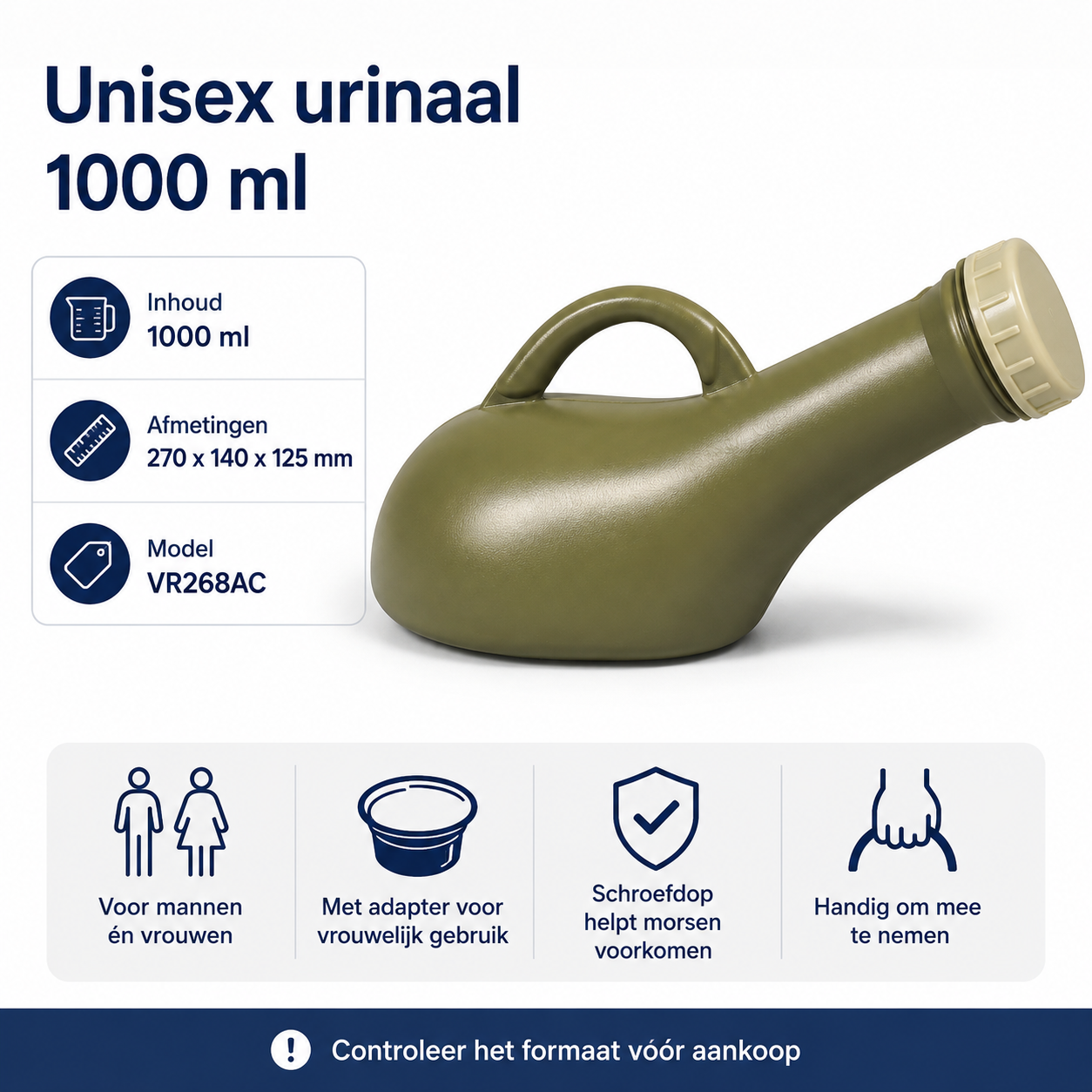 Urinaal unisex - Met schroefdeksel - Groen