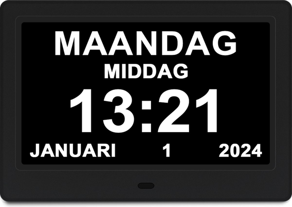 GEASY Dementieklok - Dementieklok met 24 Alarmfuncties - Alzheimer klok Groot Lettertype - 10 inch - Automatische Dimfunctie - Dementieklok digitaal - Dementie klok analoog - Zwart