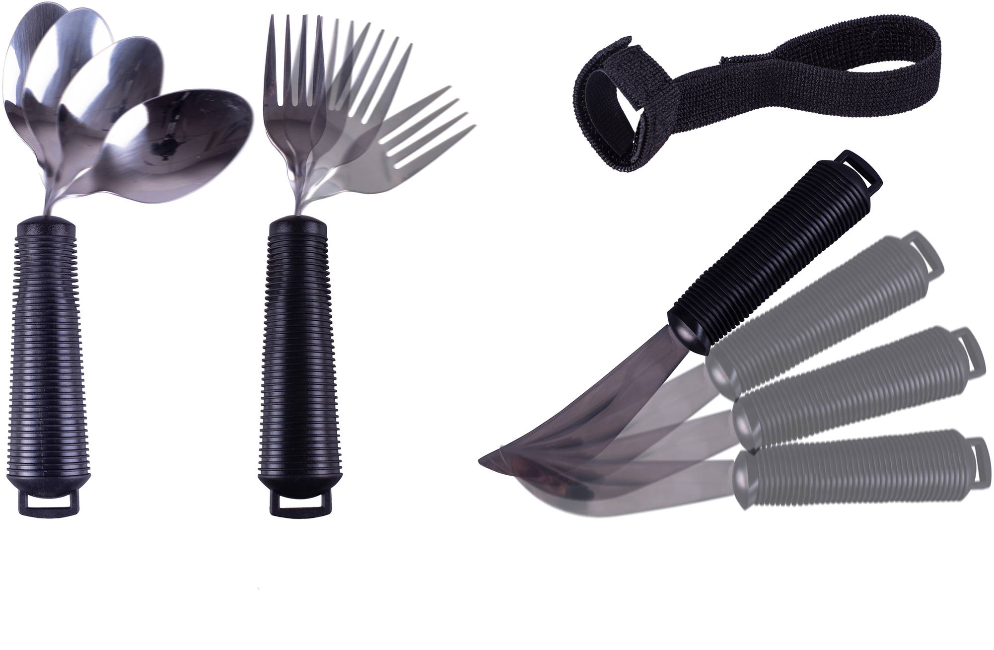 Aidapt Bestek buigbaar - Easy grip - Zwart/Zilver