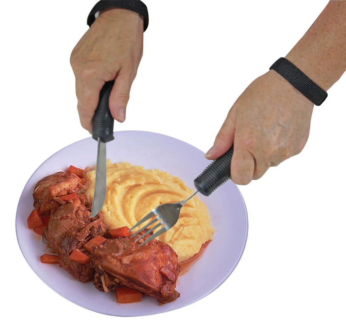 Aidapt Bestek buigbaar - Easy grip - Zwart/Zilver