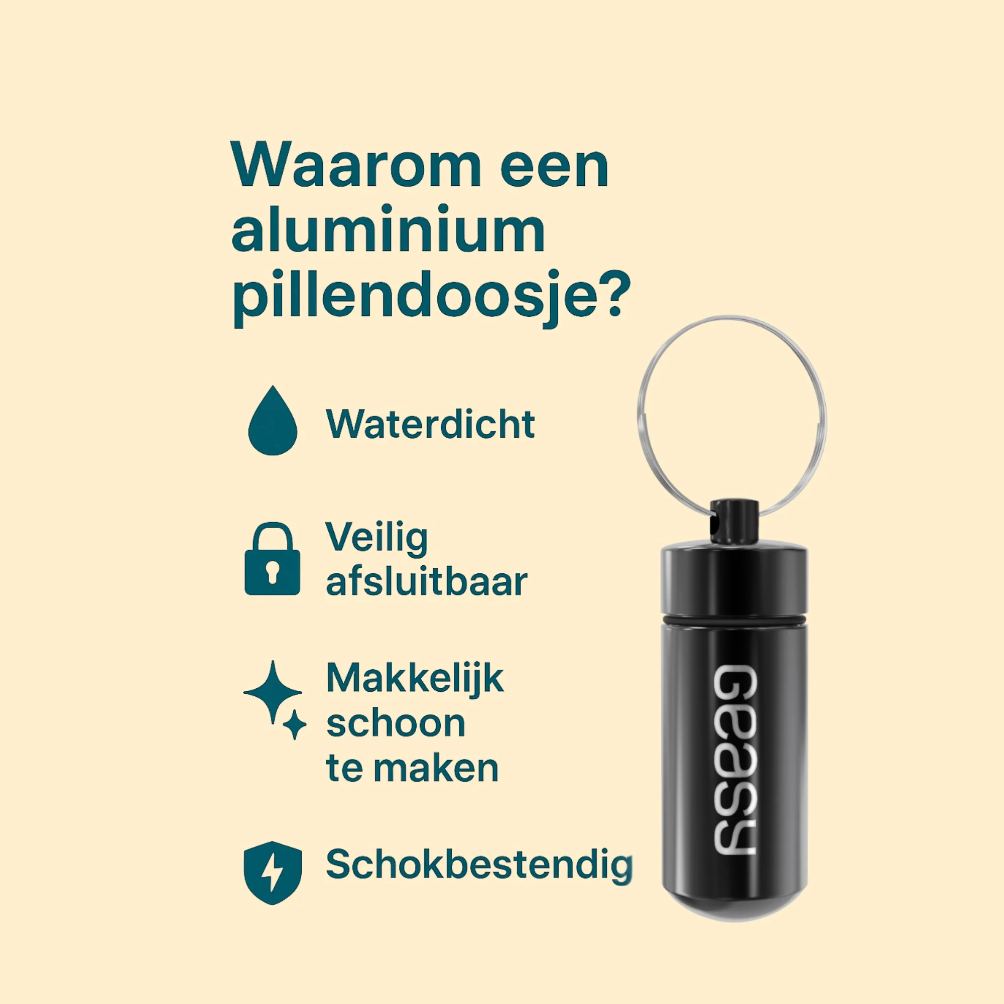GEASY Pillendoosje Sleutelhanger, zwart