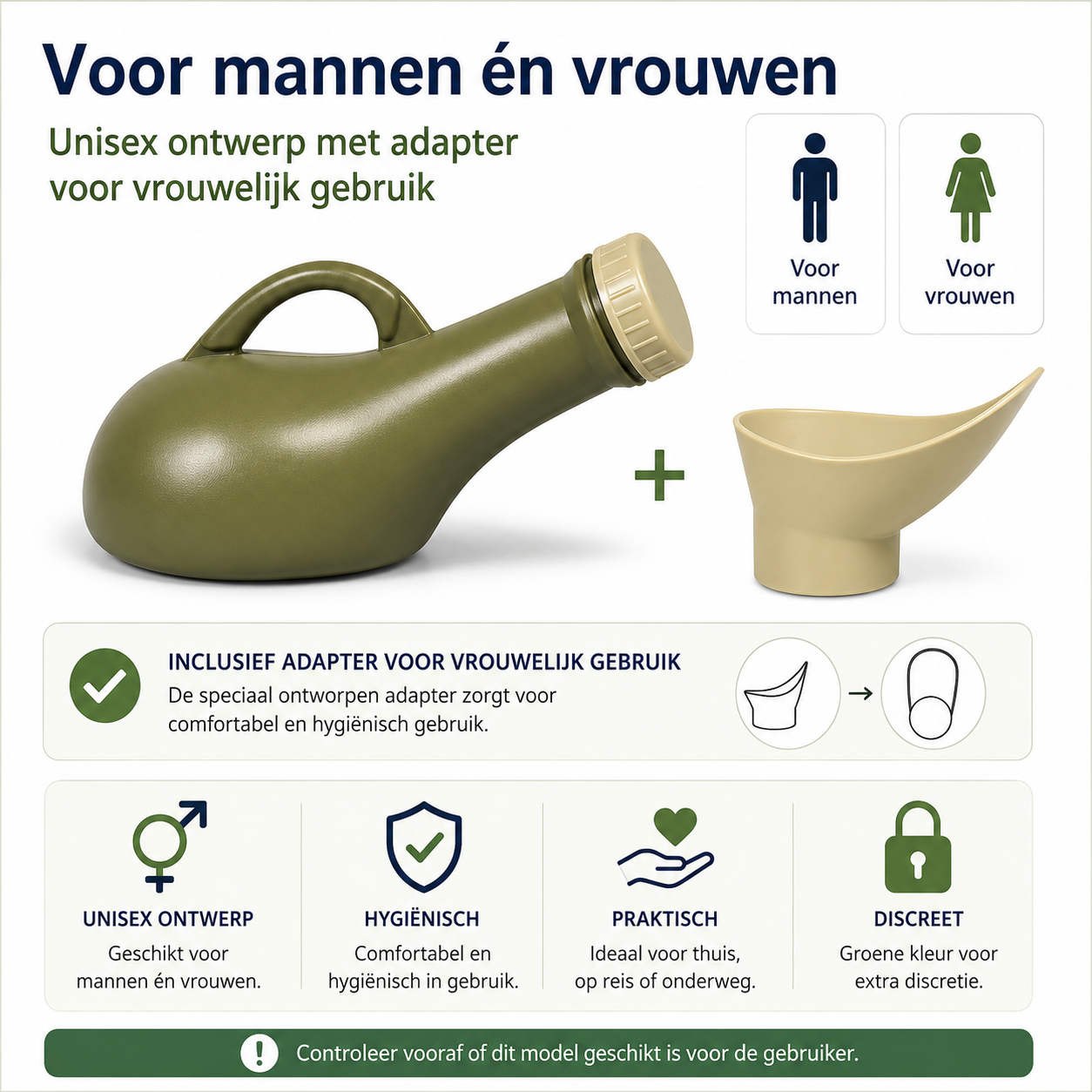 Urinaal unisex - Met schroefdeksel - Groen
