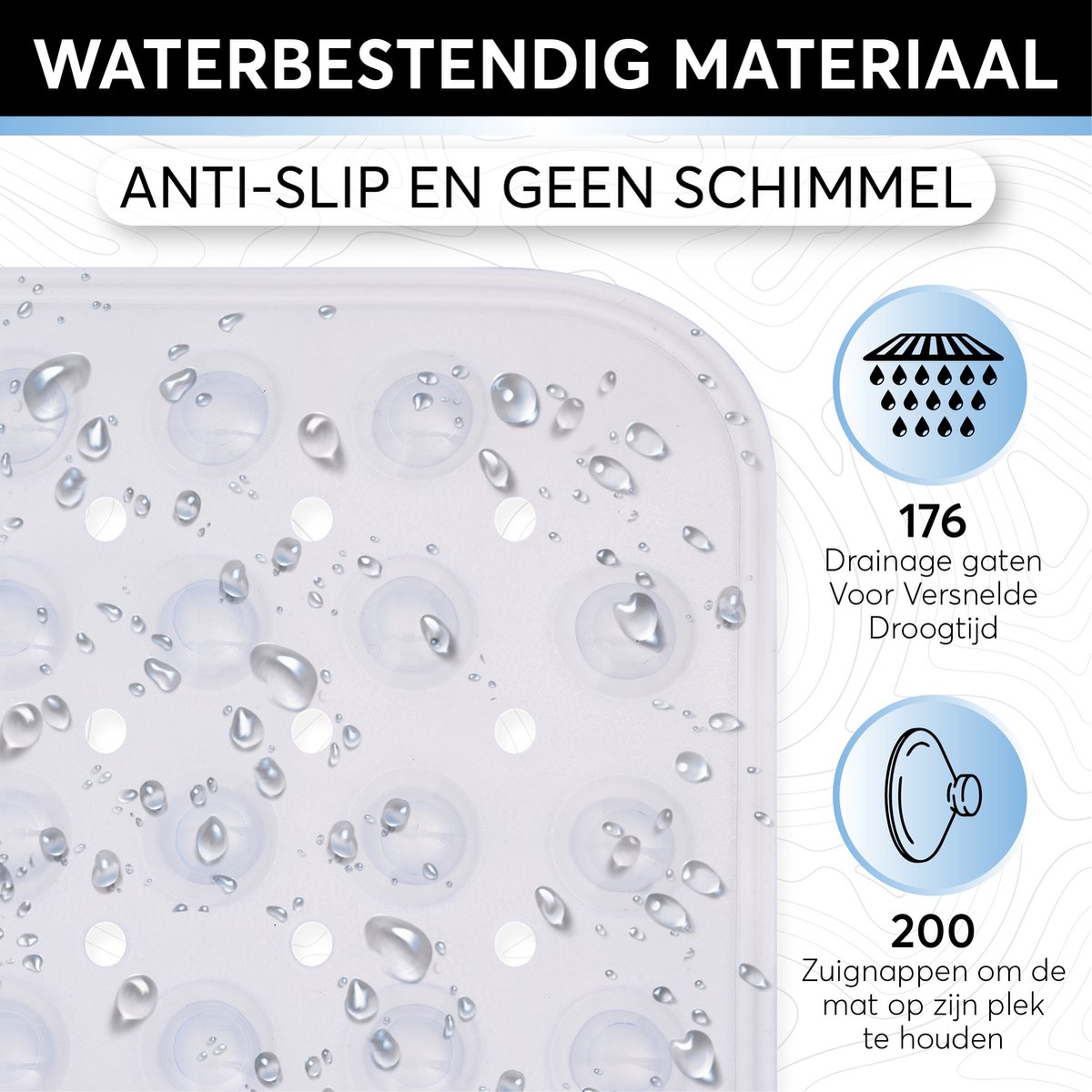 Antislip badmat 40 x 100 cm – Geasy, transparant (afbeelding 10)