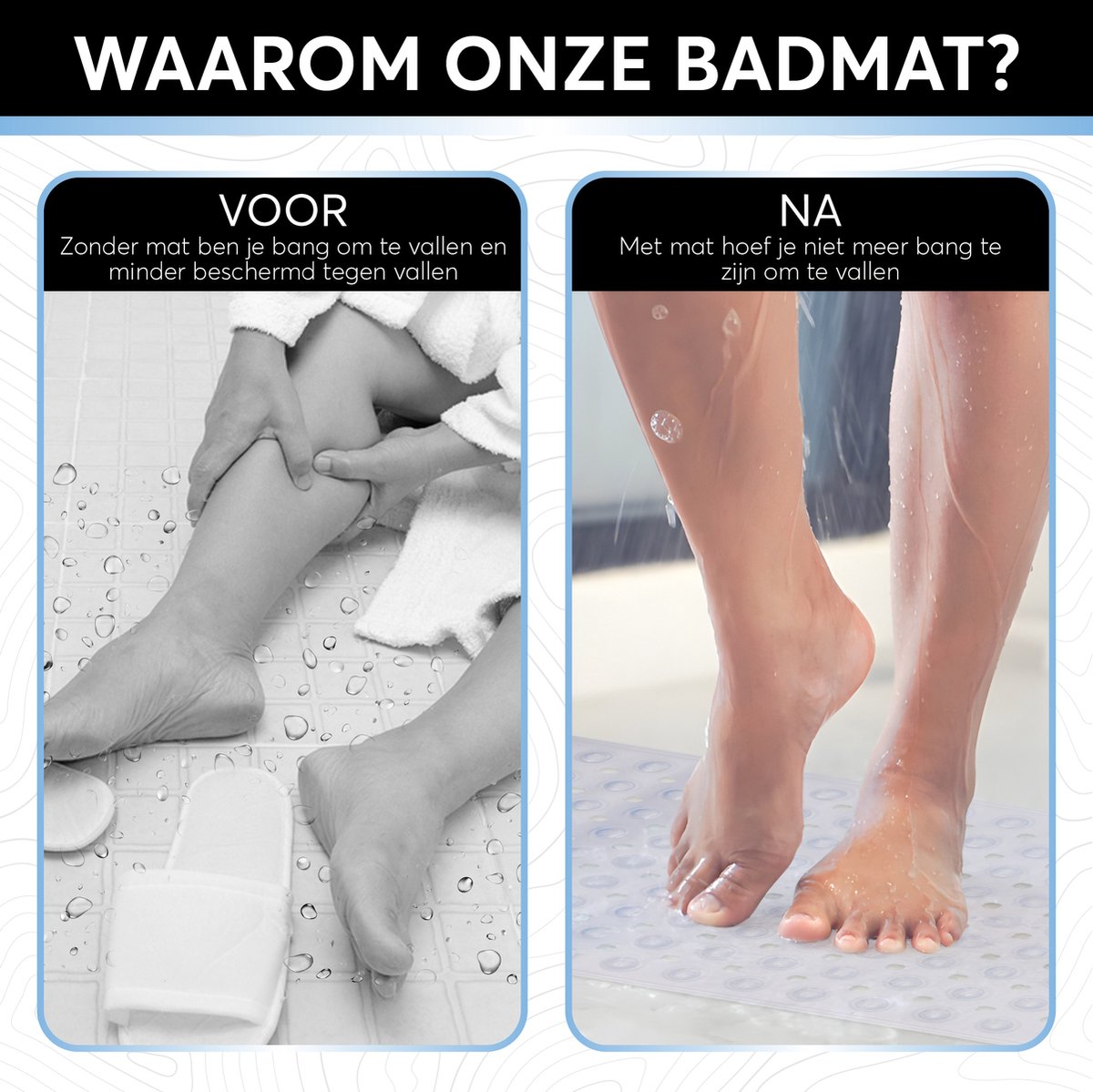 Antislip badmat 40 x 100 cm – Geasy, transparant (afbeelding 4)