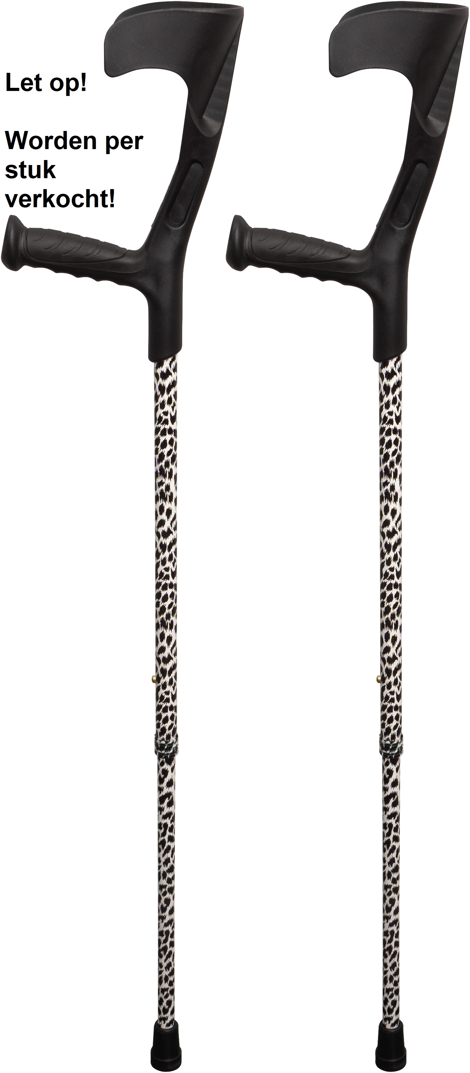 Aidapt onderarmkruk - 1 stuks - zwart wit met print