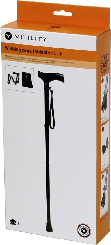 Vitility Wandelstok Opvouwbaar Zwart