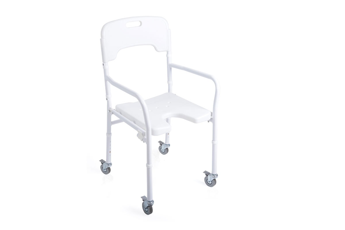 Douchestoel met rugleuning en wielen – Opvouwbare aluminium douche stoel (RS822)