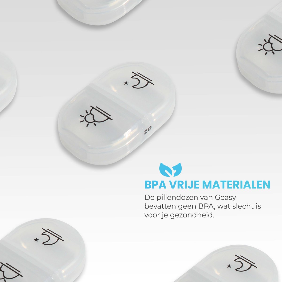 GEASY Pillendoos 7 Dagen 2 Vakken - Stevige Sluiting - Nederlandstalig - Transparant - Medicijndoosje 7 dagen – Pillendoosjes 7 dagen 2 vakken – Pillendoosje