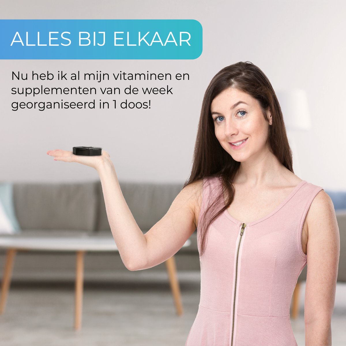 GEASY Pillendoos 7 Dagen - Stevige Sluiting - Nederlandstalig - Zwart maat M - Pillendoosje - Medicijndoos 7 Dagen - Medicijndoosje