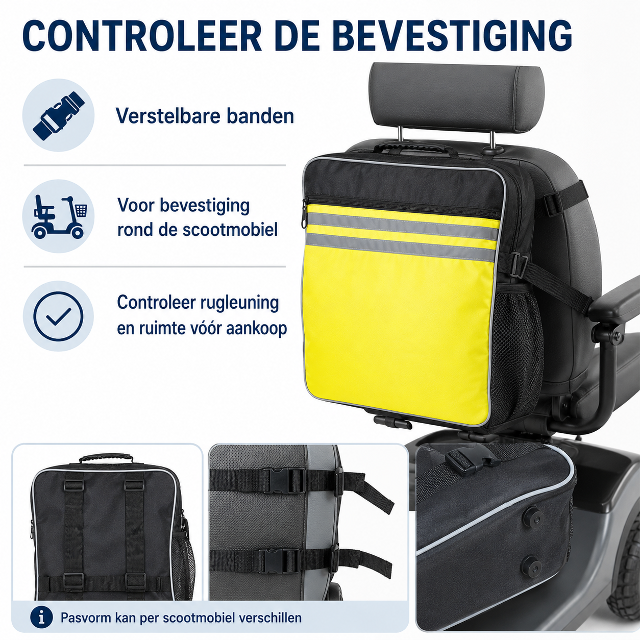 Aidapt Reflecterende scootertas Met hoge zichtbaarheid - Zwart
