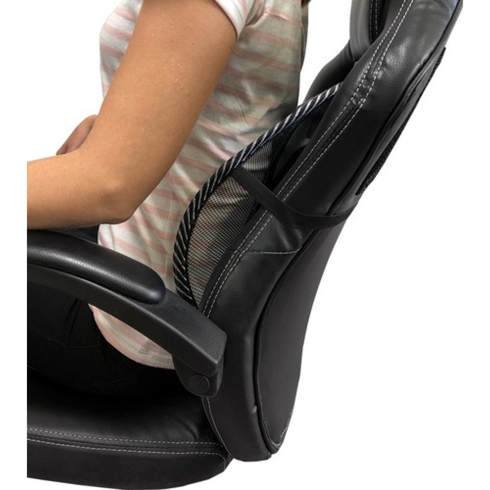 Isotrade Ergonomische Rugsteun Bureaustoel &amp; Auto - Rugkussen onderrug postuur houding corrector - Zwart