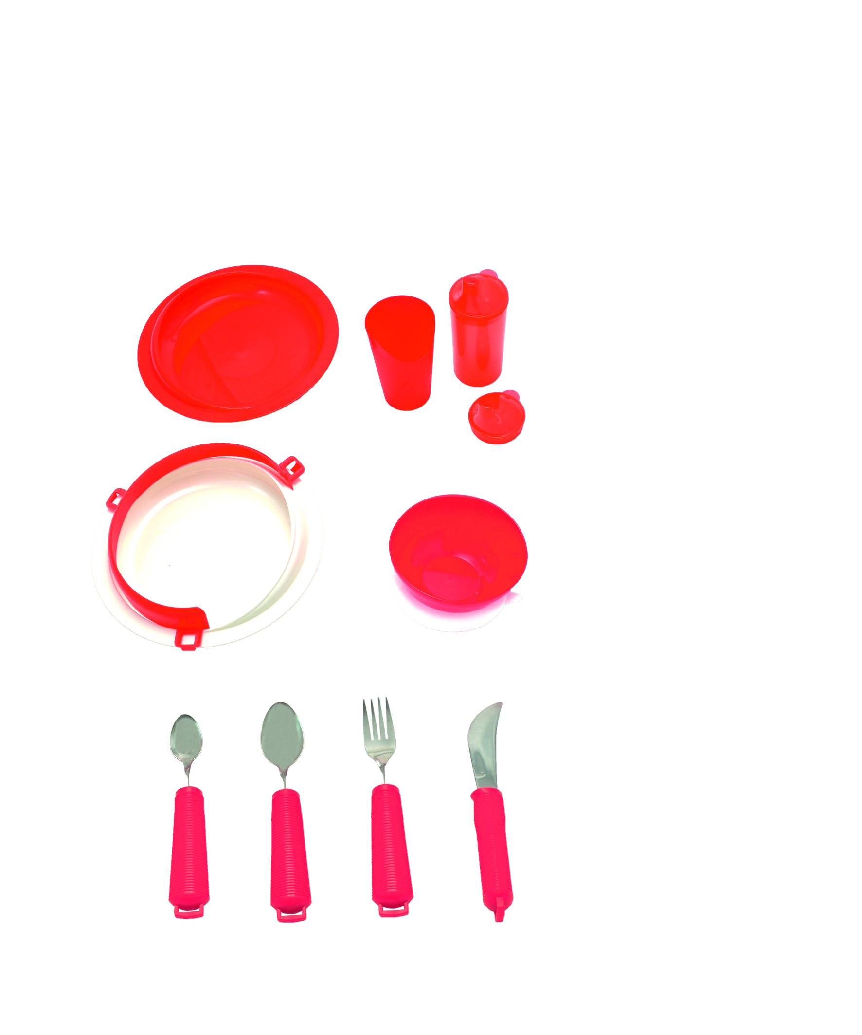 Eetset met bestek | hulpmiddel bij eten - Rood