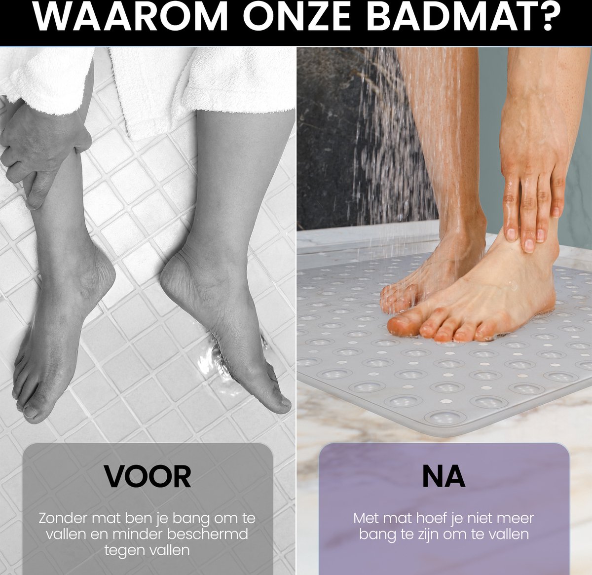 GEASY Badmat Antislip - Douchemat Antislip voor in de douche - Badmat 50x50 CM - Transparant - Douchemat Antislip voor douche - Antislipmat Douche met zuignappen