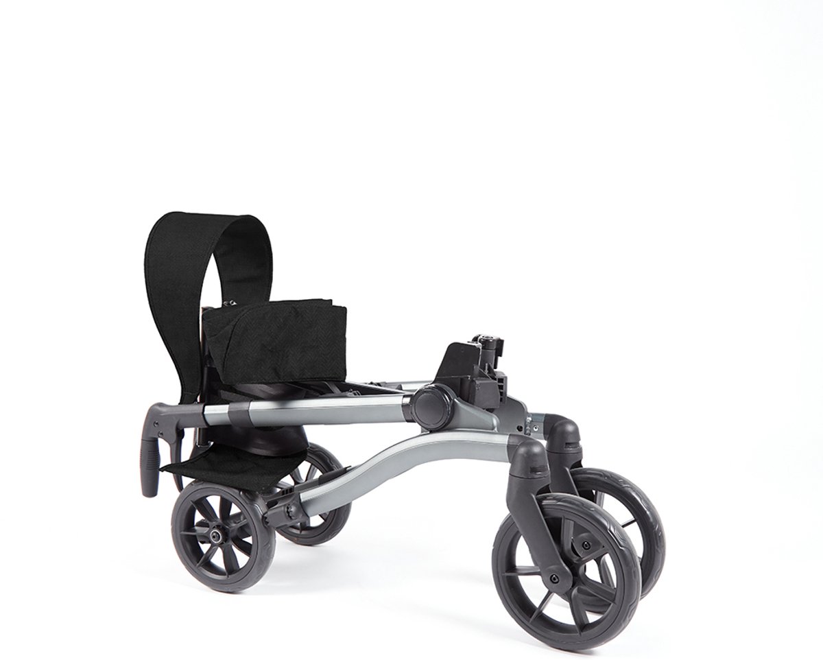 VITILITY Rollator - Charcoal Zwart - Rollator - Lichtgewicht - Dubbel opvouwbaar - Rugsteun - Wandelstokhouder