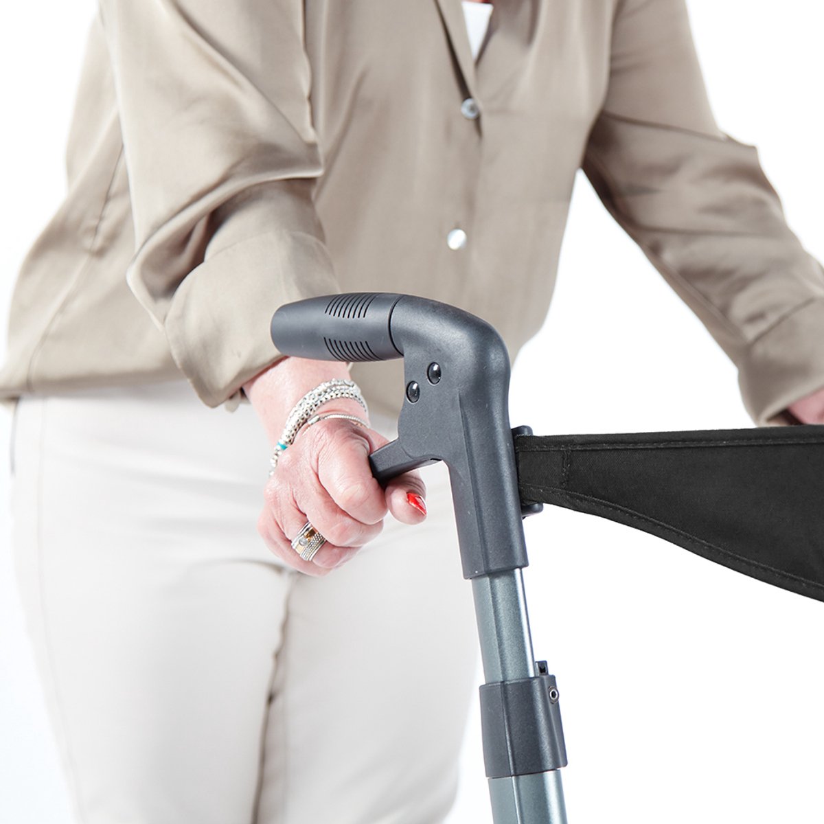VITILITY Rollator - Charcoal Zwart - Rollator - Lichtgewicht - Dubbel opvouwbaar - Rugsteun - Wandelstokhouder