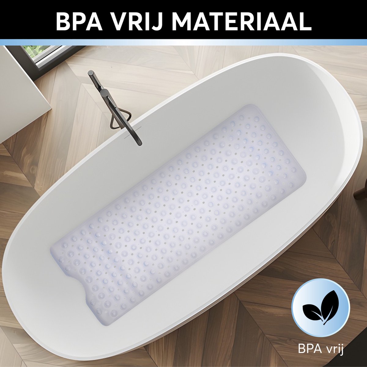 Antislip badmat 40 x 100 cm – Geasy, transparant (afbeelding 8)