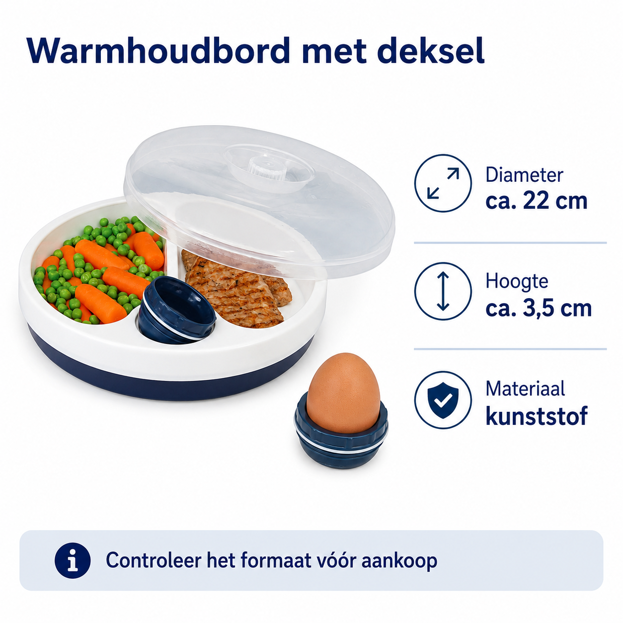 Sundo Warmhoudbord met deksel - 22 cm, geschikt voor magnetron - Beige
