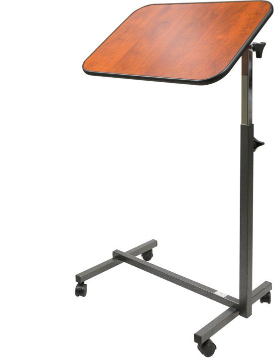 Careline Bedtafel met wielen - Blad 60,5x40.5cm - Walnoot;zwart