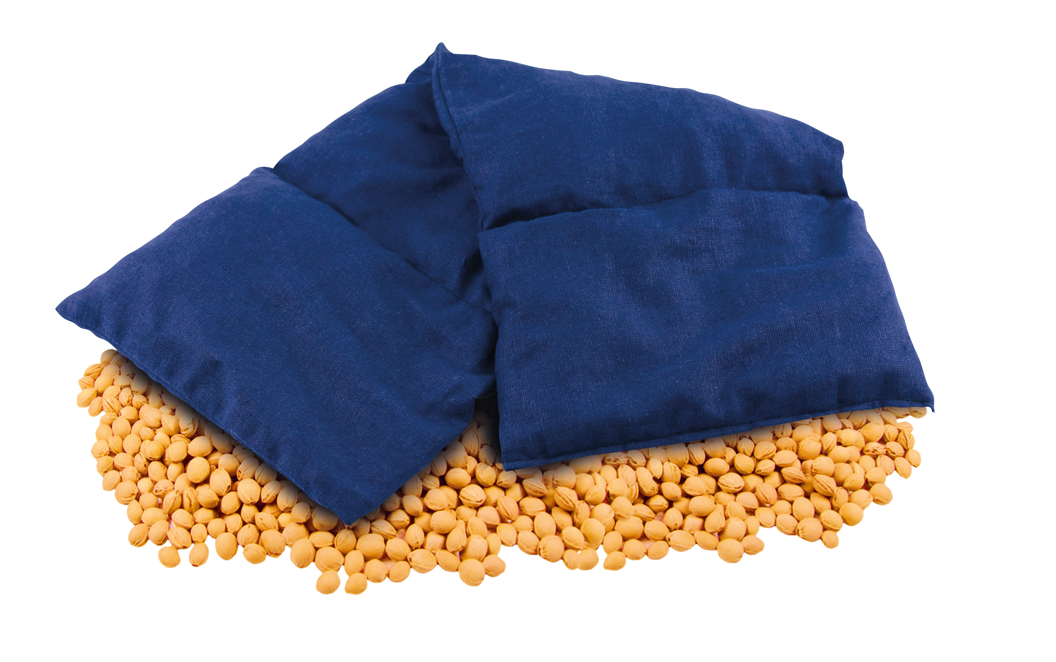 Sundo kersenpitkussen 55 × 20 cm – warmtekussen met 4 kamers en katoenen hoes - Blauw