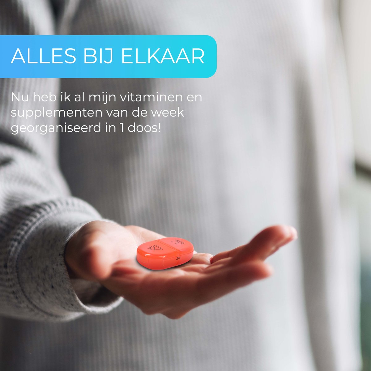 GEASY Pillendoos 7 Dagen 2 Vakken - Stevige Sluiting - Nederlandstalig - Zwarte opbergdoos tegen de zon met gekleurde dagdoosjes voor overzicht - Medicijndoosje 7 dagen – Pillendoosjes 7 dagen 2 vakken – Pillendoosje