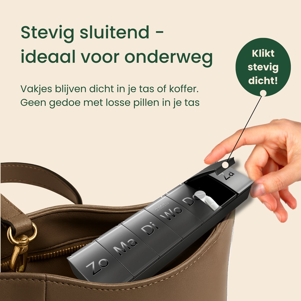 Geasy Pillendoos 7 dagen - Pillendoos pillendoosje ingegraveerde nederlandse tekst medicijndoos 7 dagen pillendoosje medicijndoosje pillendoosjes medicijn organizer - Zwart