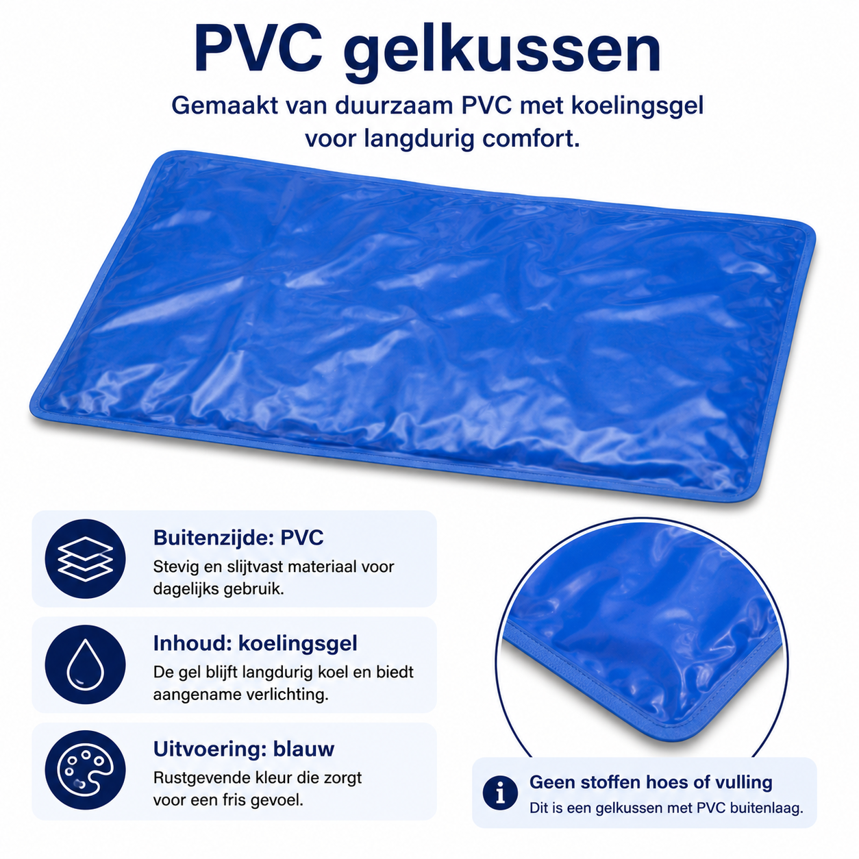 Aidapt Gelmat voor kussen - Werkt verkoelend 51x33,5cm - Blauw