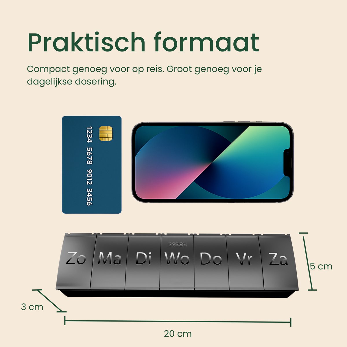 Geasy Pillendoos 7 dagen - Pillendoos pillendoosje ingegraveerde nederlandse tekst medicijndoos 7 dagen pillendoosje medicijndoosje pillendoosjes medicijn organizer - Zwart
