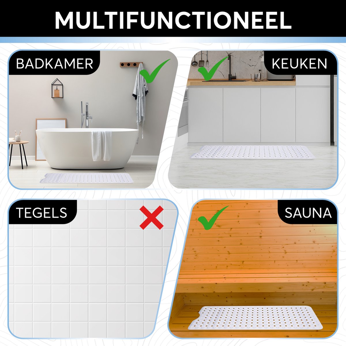 Antislip badmat 40 x 100 cm – Geasy, transparant (afbeelding 7)