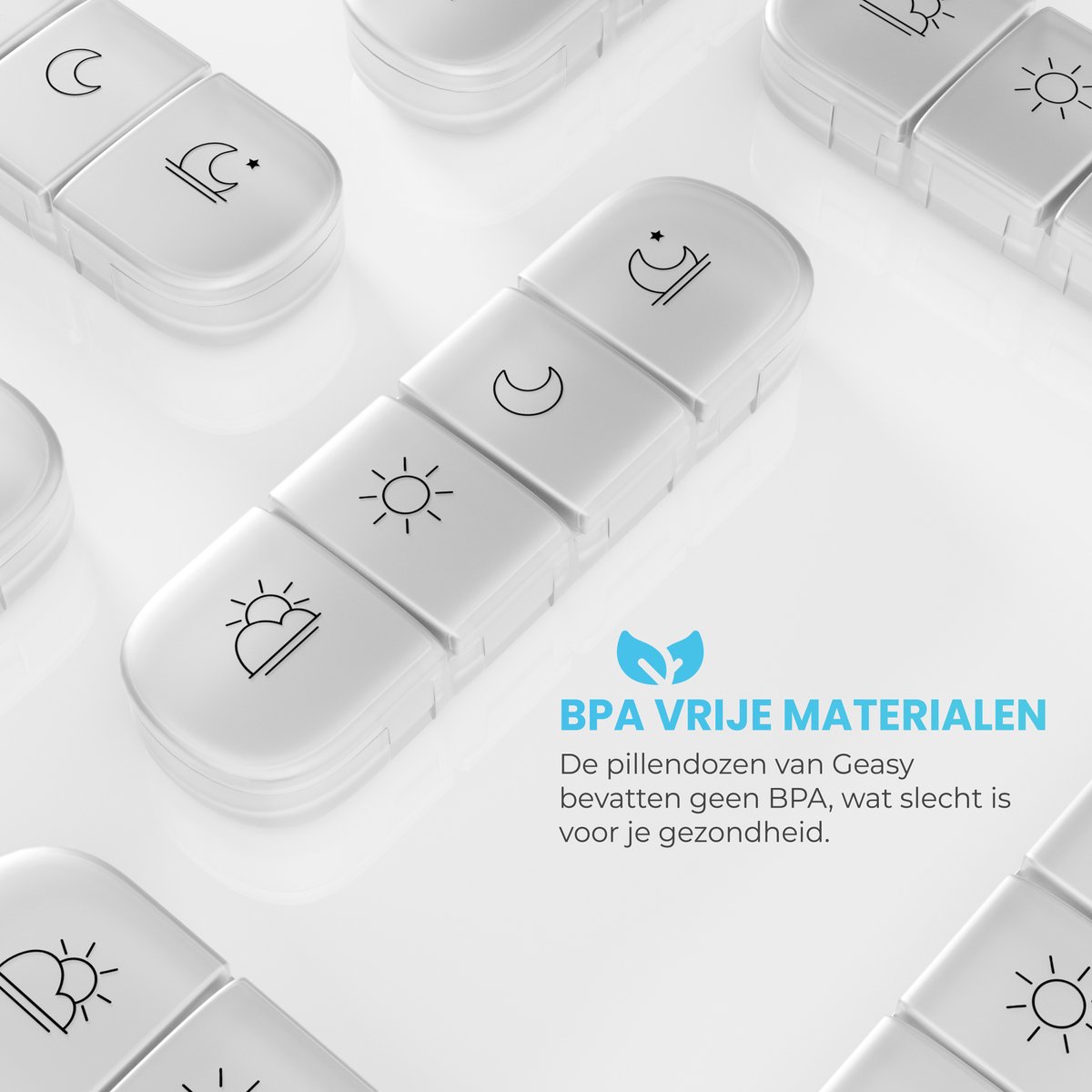 GEASY Pillendoos 7 dagen 4 vakken - Stevige Sluiting - Nederlands - Transparant - Medicijndoosje 7 dagen – Pillendoosjes 7 dagen 4 vakken – Pillendoosje
