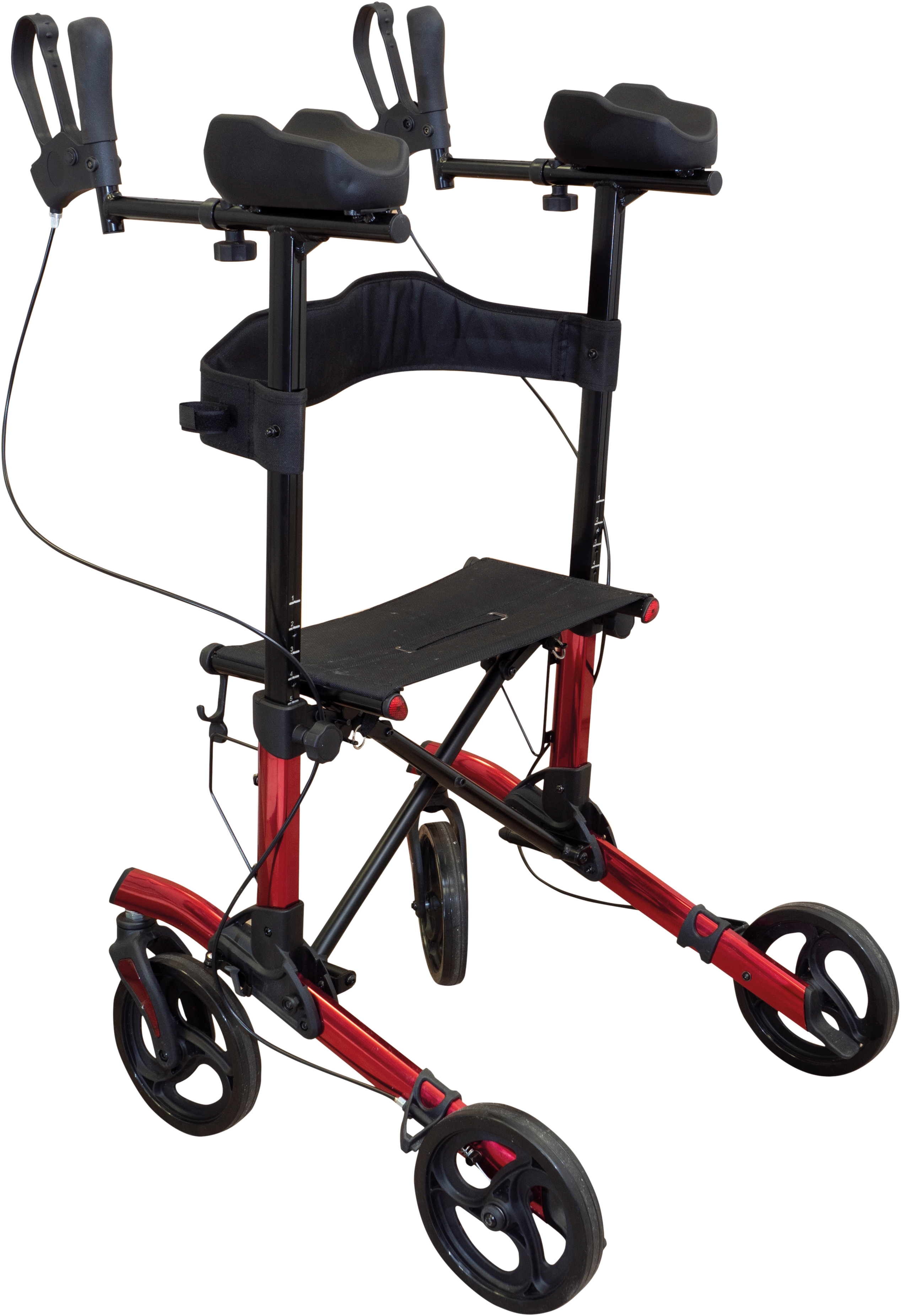 Aidapt lichtgewicht onderarm rollator - rood - 4 wielen