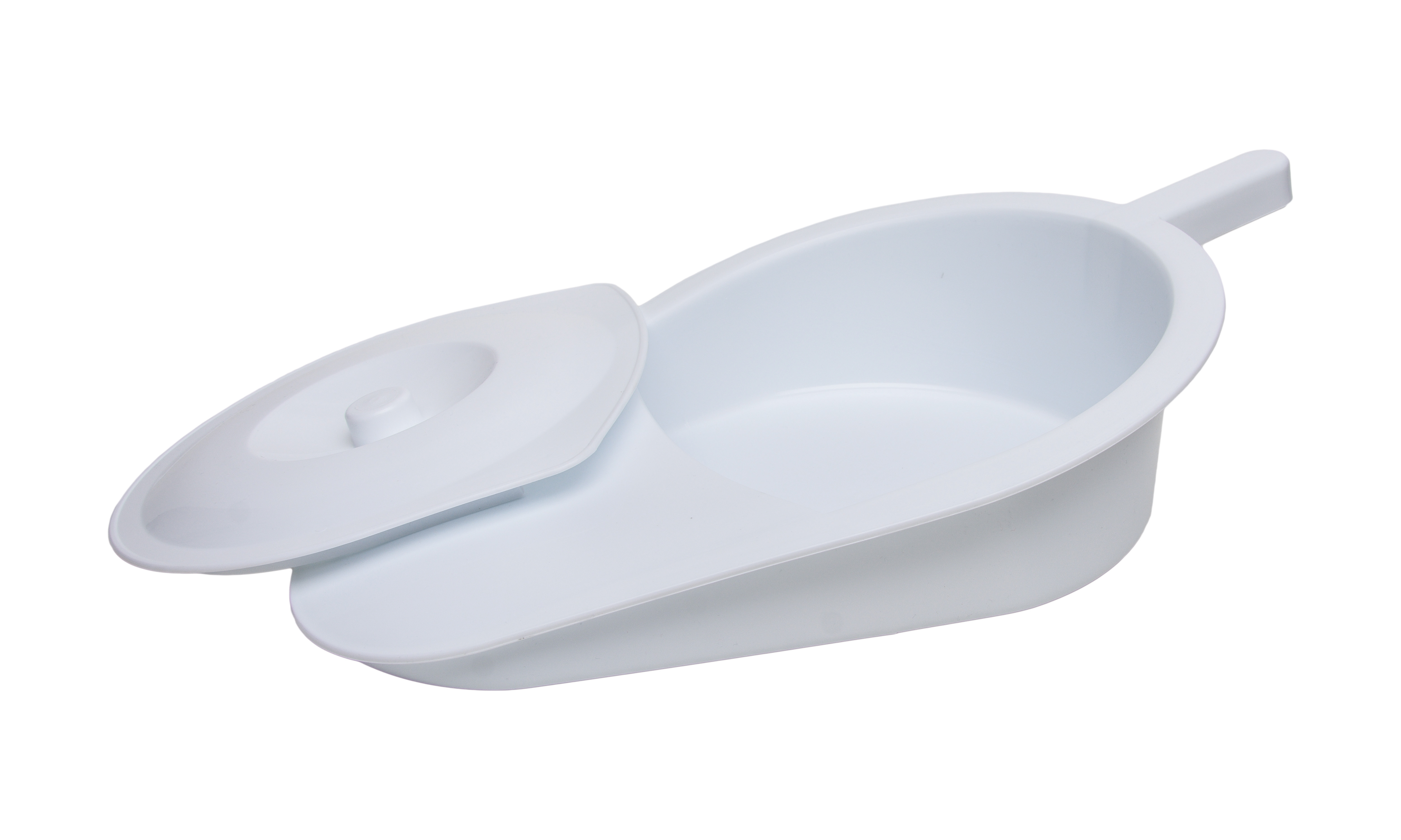Bedpan afgeschuind, met handgreep en deksel