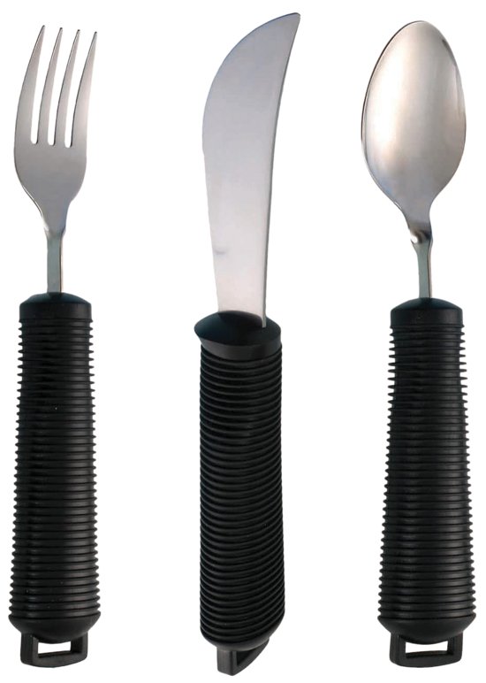 Aidapt Bestek buigbaar - Easy grip - Zwart/Zilver