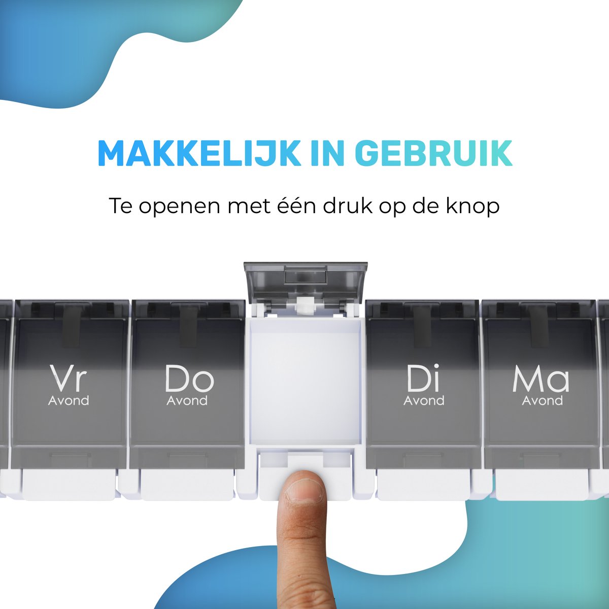 GEASY Pillendoos 7 dagen 2 Vakken - Pillendoosje met handig kliksysteem - Sterke vergrendeling - Nederlandstalig - Zwart/Wit - Medicijndoosje 7 dagen – Pillendoosjes 7 dagen 2 vakken